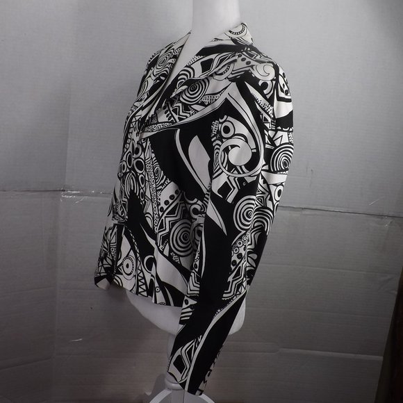 Harve Benard Holztman Petit Black & White Designs Open Cropped Jacket Blazer 10P - Picture 10 of 16